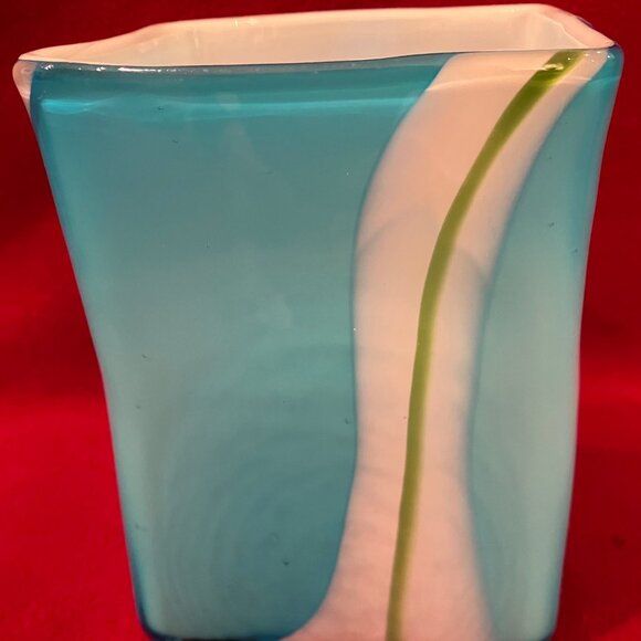 Fused Glass Turquoise Rectangular Plant Holder - Picture 8 of 8